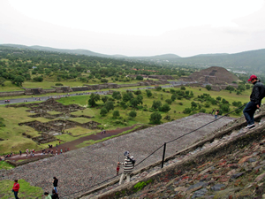 Overlooking the Pyramids and Ruins of Teotihuacan in Mexico