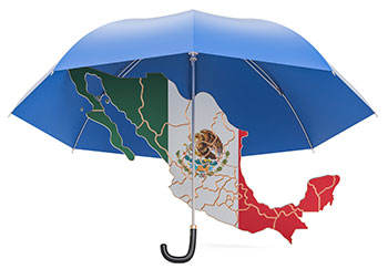 Umbrella over the country of Mexico